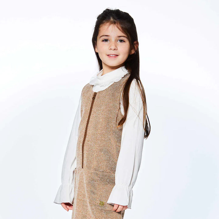 Deux Par Deux Girls Long Sleeve Mock Neck  E20O70  Off White **