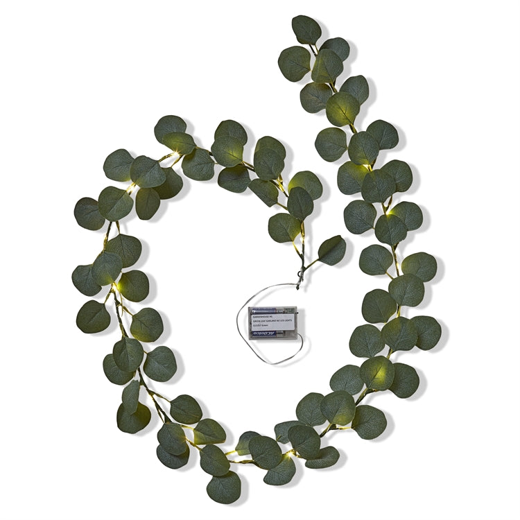 Tag Coin Eucalyptus Garland with LED Lights G15357