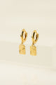 Lover's Tempo Fluted Rectangle Huggie Drop Hoop Earrings  1DF-SP23008 Gold
