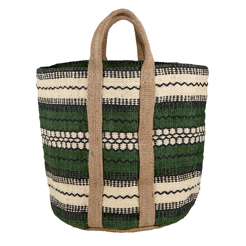 Santa Barbara Forest Green Jute Basket Bag J2671