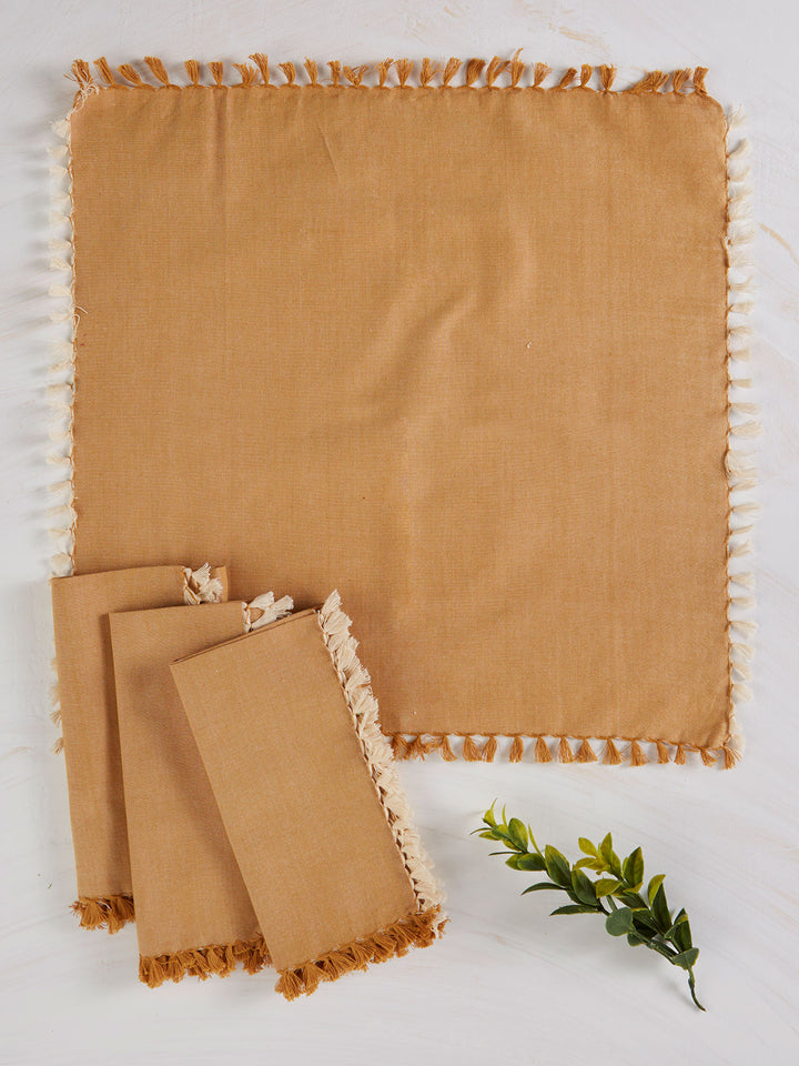 April Cornell Chambray Gold Napkin Set/4