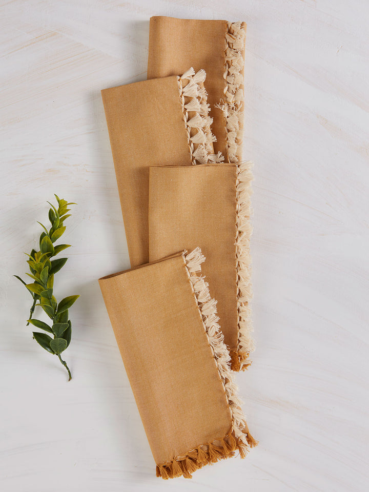 April Cornell Chambray Gold Napkin Set/4