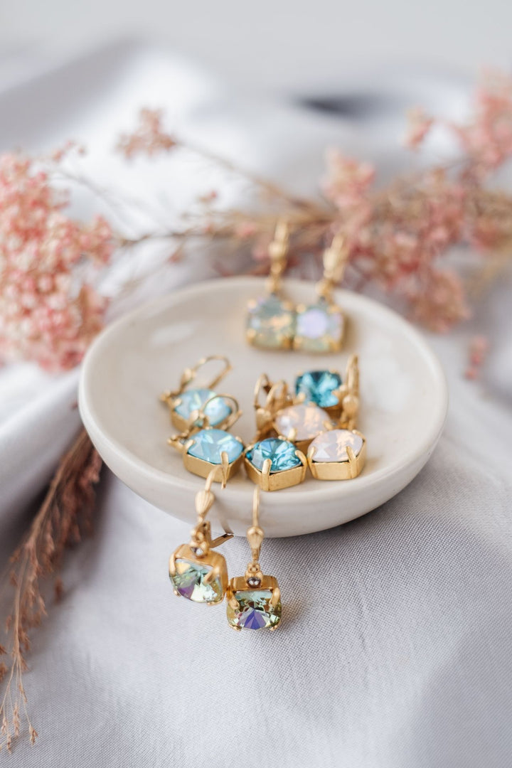 La Vie Parisienne Gold Square Crystal Earring 6581G*