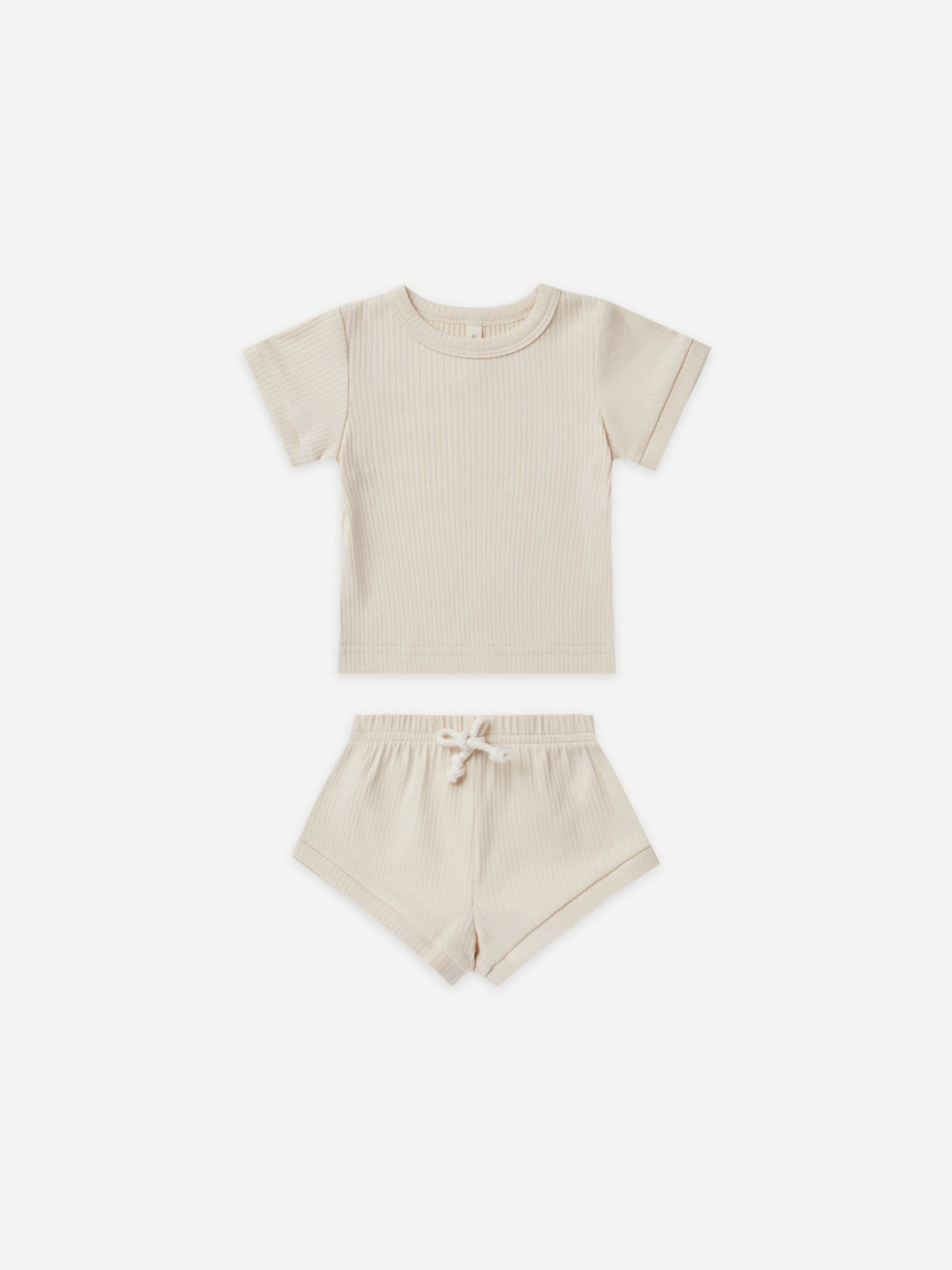Quincy Mae Baby Ribbed Tee and Shortie Set  QM112  Natural