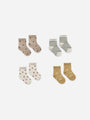 Quincy Mae Baby Girl Printed Socks  Set of 4  QM252TNVN  Truffle