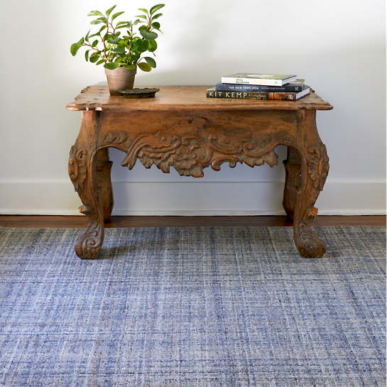 Harris Blue/Ivory Micro Hooked Rug* Crocus & Ivy Interiors