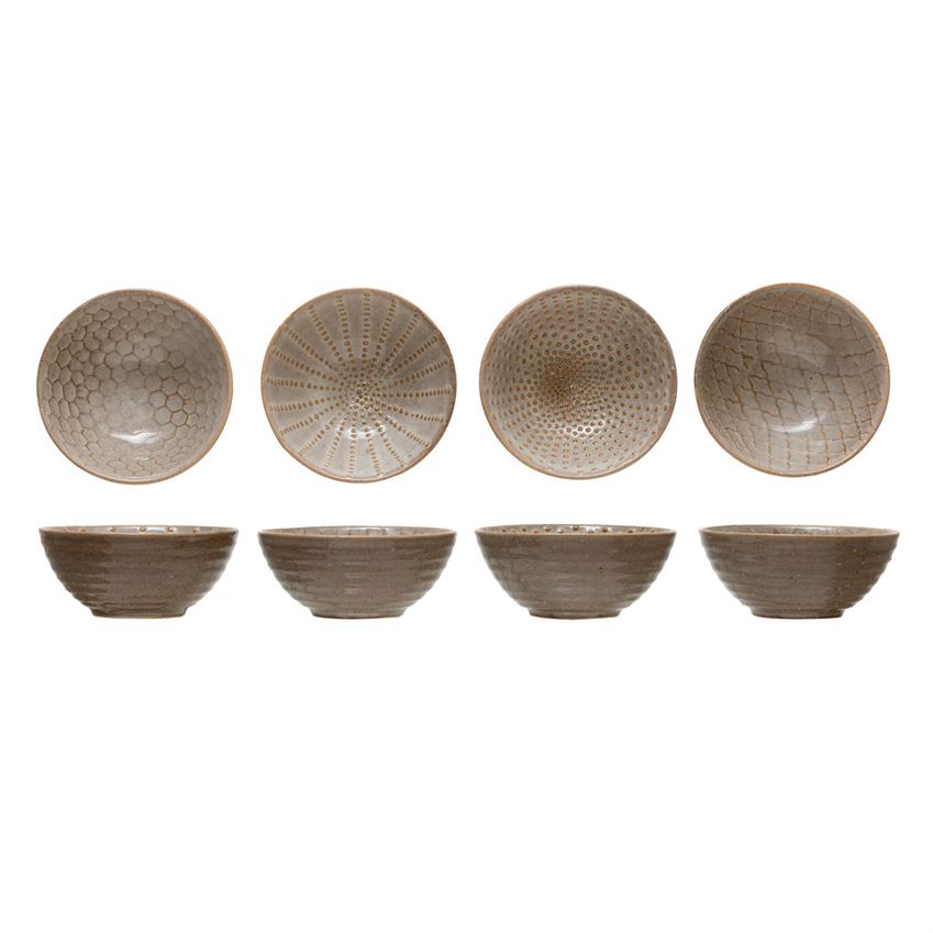 Bloomingville 4.25" Stoneware Bowl with Relief Pattern AH1388