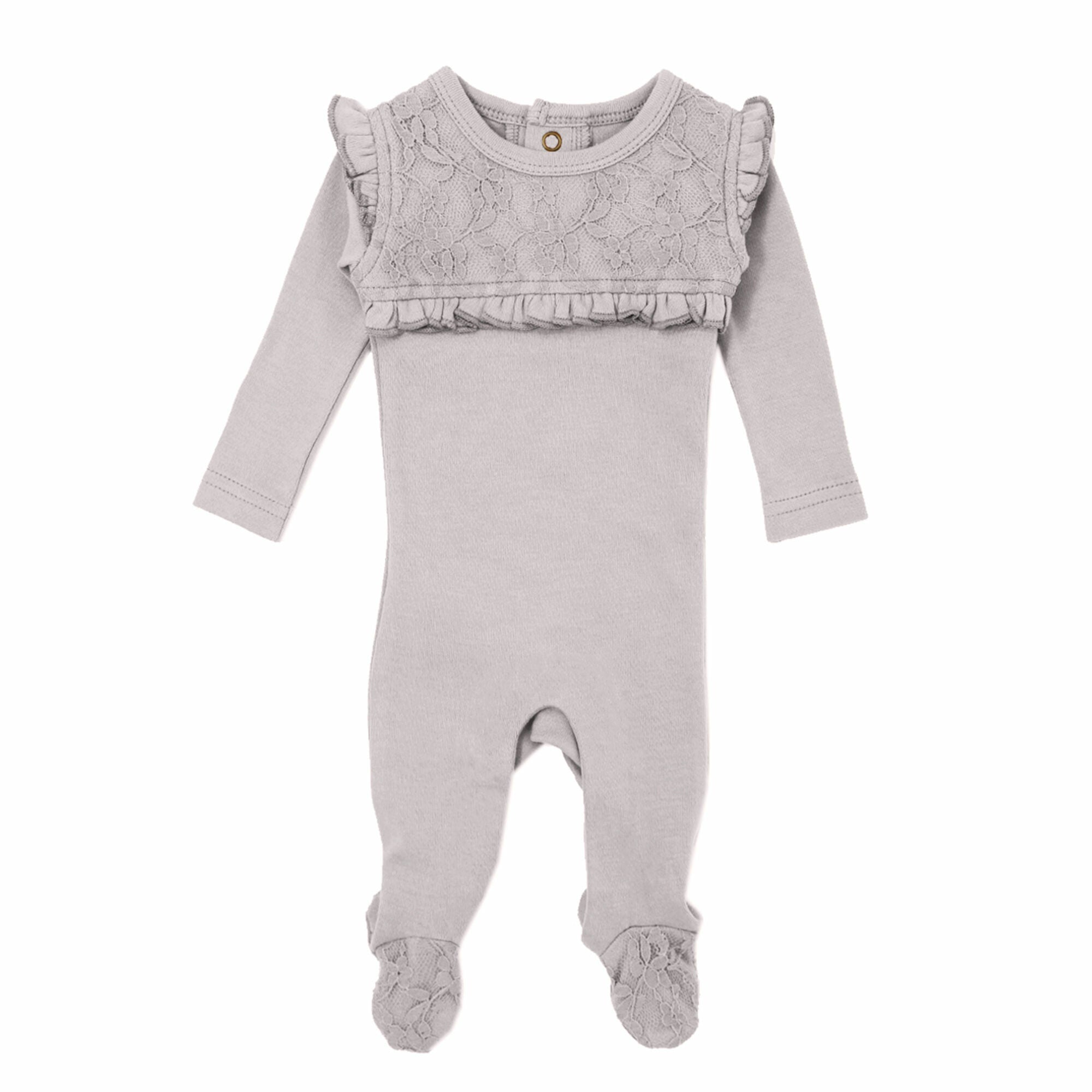 Loved Baby Organic Cotton Lace Footie   OR438   Fog