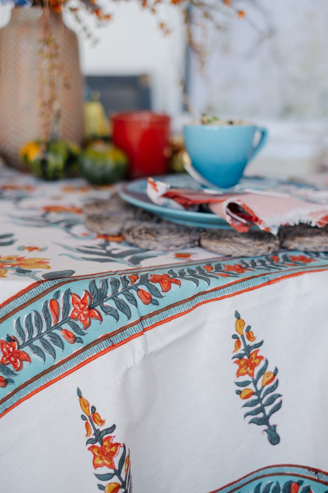 Danica Block Print Marigold Tablecloth 60x90 1057001