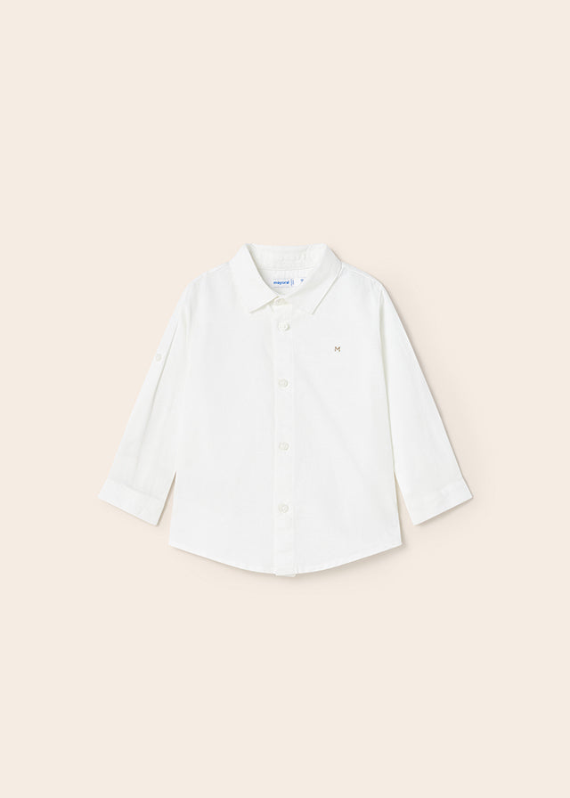 Mayoral Baby Boy Long Sleeve Linen Shirt  117  Blanco *