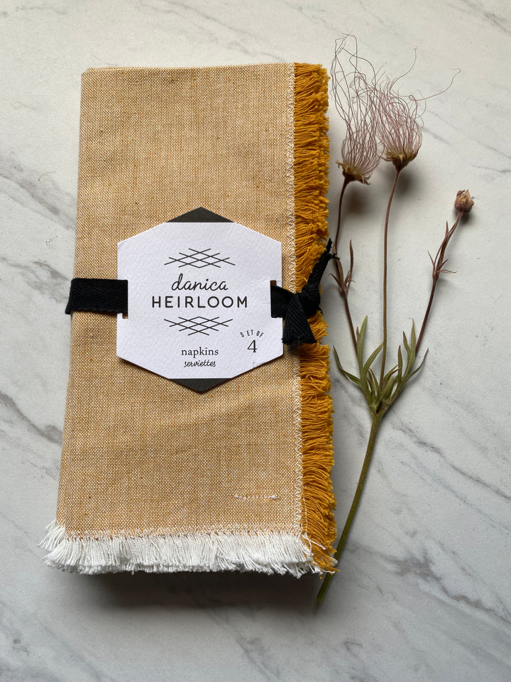 Danica Chambray Ochre Napkin Set/4 1758620*