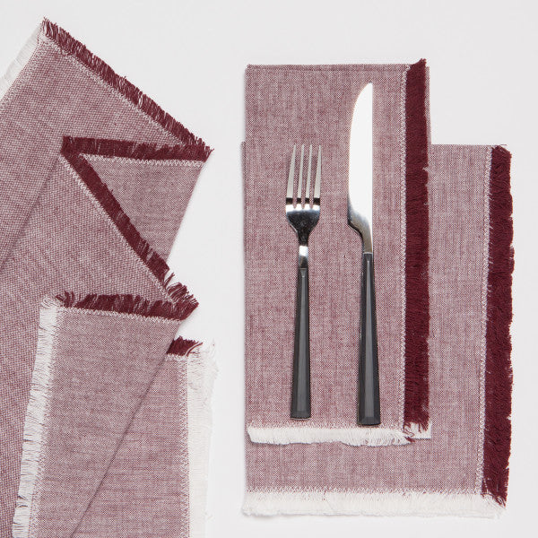 Danica Chambray Napkin Set/4  - Wine 1758619*
