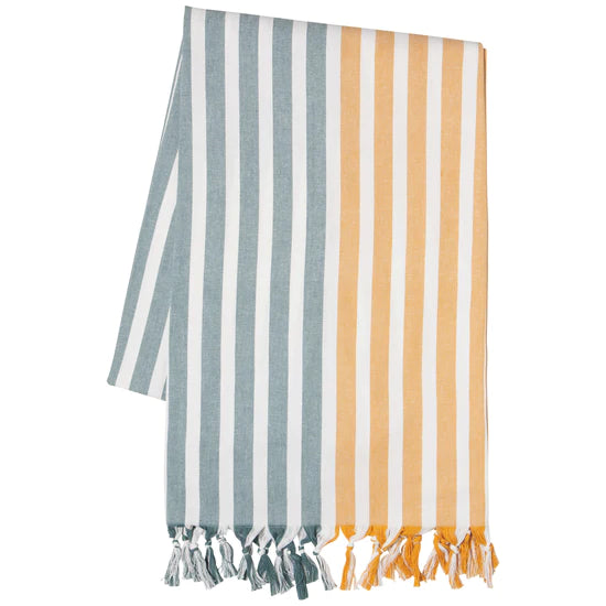 Danica Caban Stripe Tablecloth  1751060  Lagoon/Ochre*