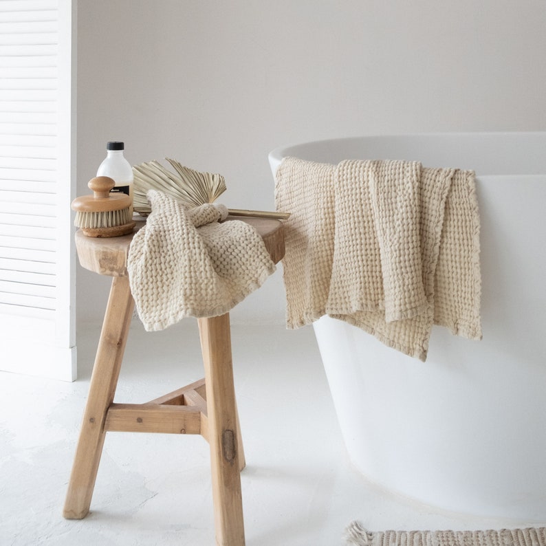 Linen Tales Beige Waffle Bath Collection