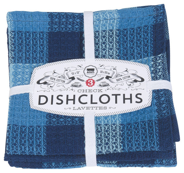 Danica Indigo Check Dishcloths Set/3