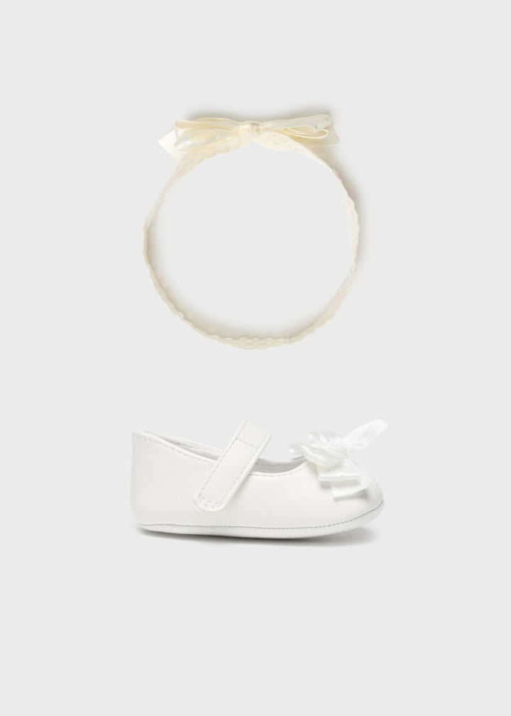 Mayoral Baby Girl Mary Janes & Headband Set  9633-88  Blanco **