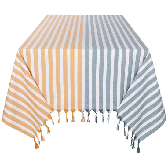 Danica Caban Stripe Tablecloth  1751060  Lagoon/Ochre*