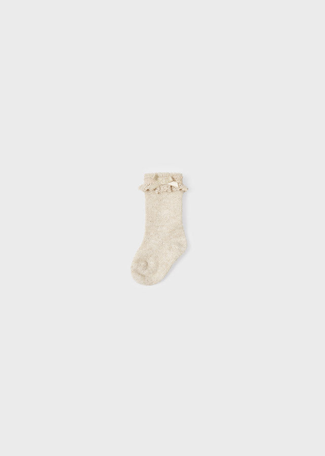 Mayoral Baby Girl Sock With Lace Trim   9538-15  Milk Vig