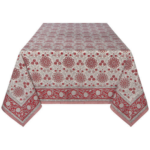 Danica Block Print Passion Flower Tablecloth 60x90 1057001