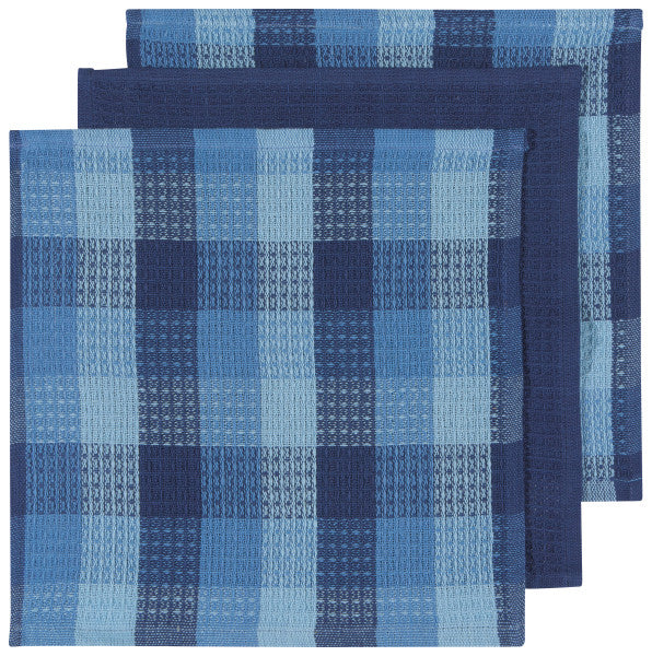 Danica Indigo Check Dishcloths Set/3