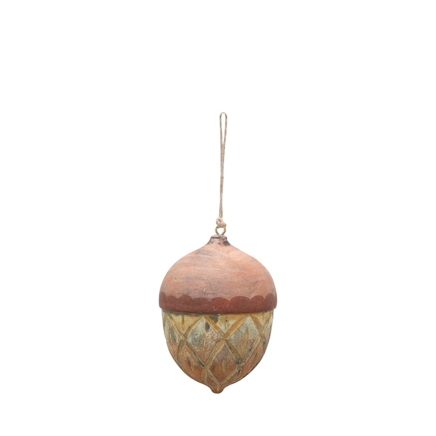 Creative Coop 3-1/2"H  Paper Mache Acorn Ornament -XM913*
